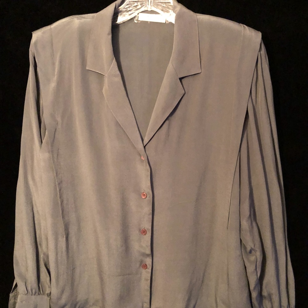 Vintage sage 100% silk WAGENER blouse.